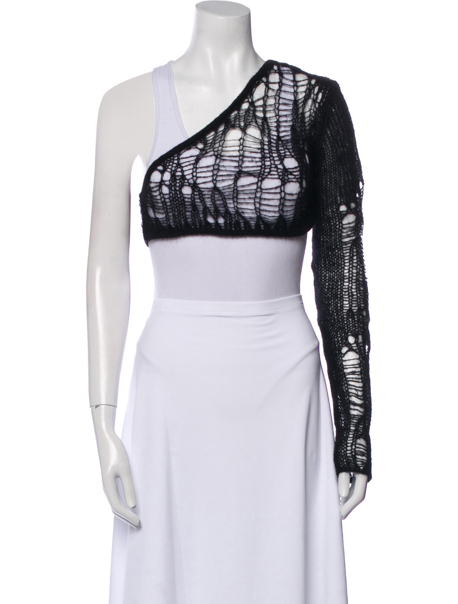 Rick Owens Cashmere One-Shoulder Crop Top