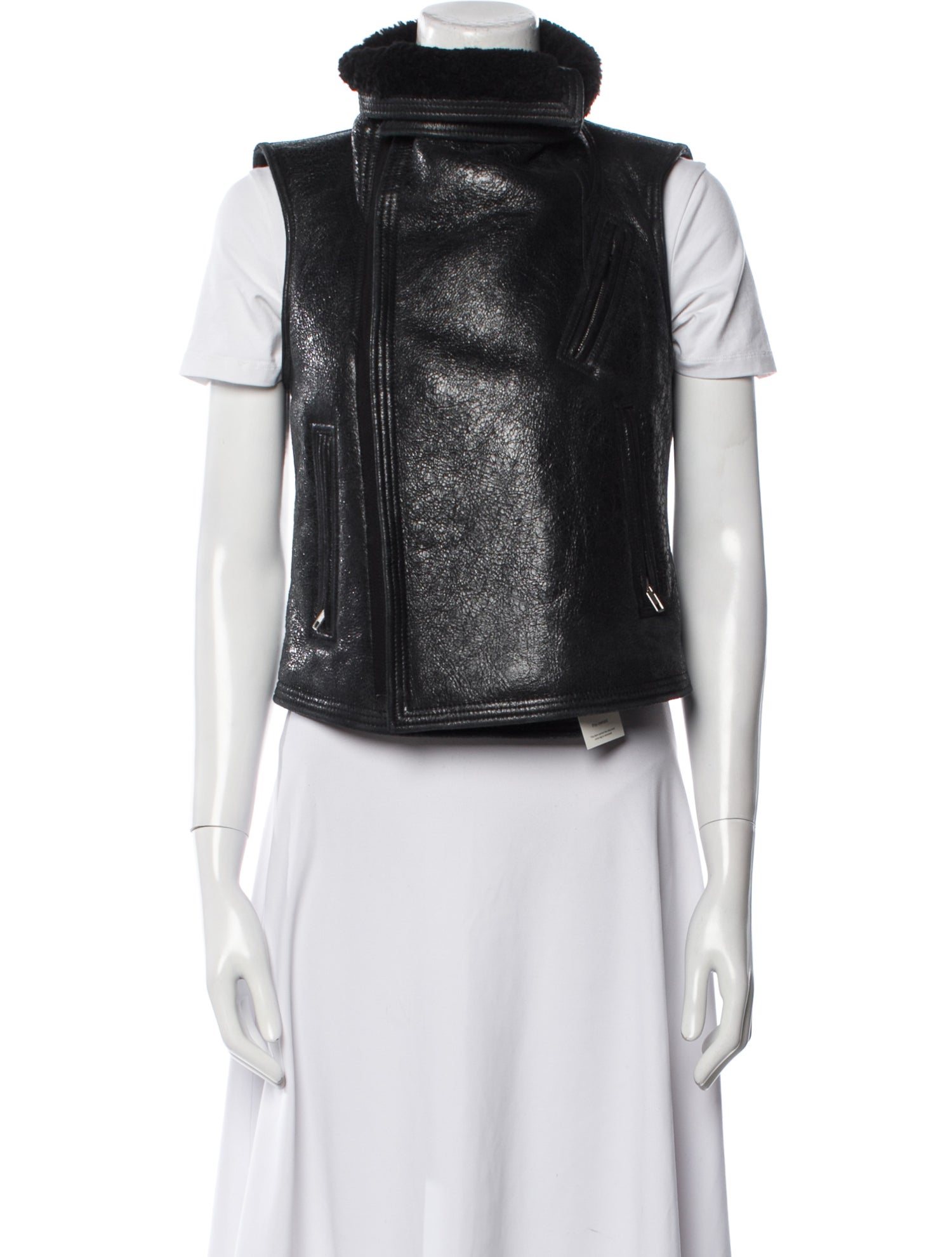 Rick Owens 2015 'Sphinx' Moto Gilet Fur Jacket