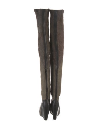 Rick Owens Leather Colorblock Pattern Sock Boots
