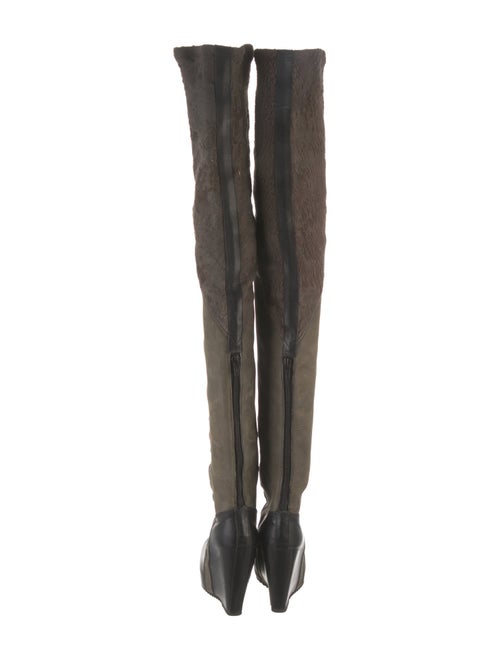 Rick Owens Leather Colorblock Pattern Sock Boots
