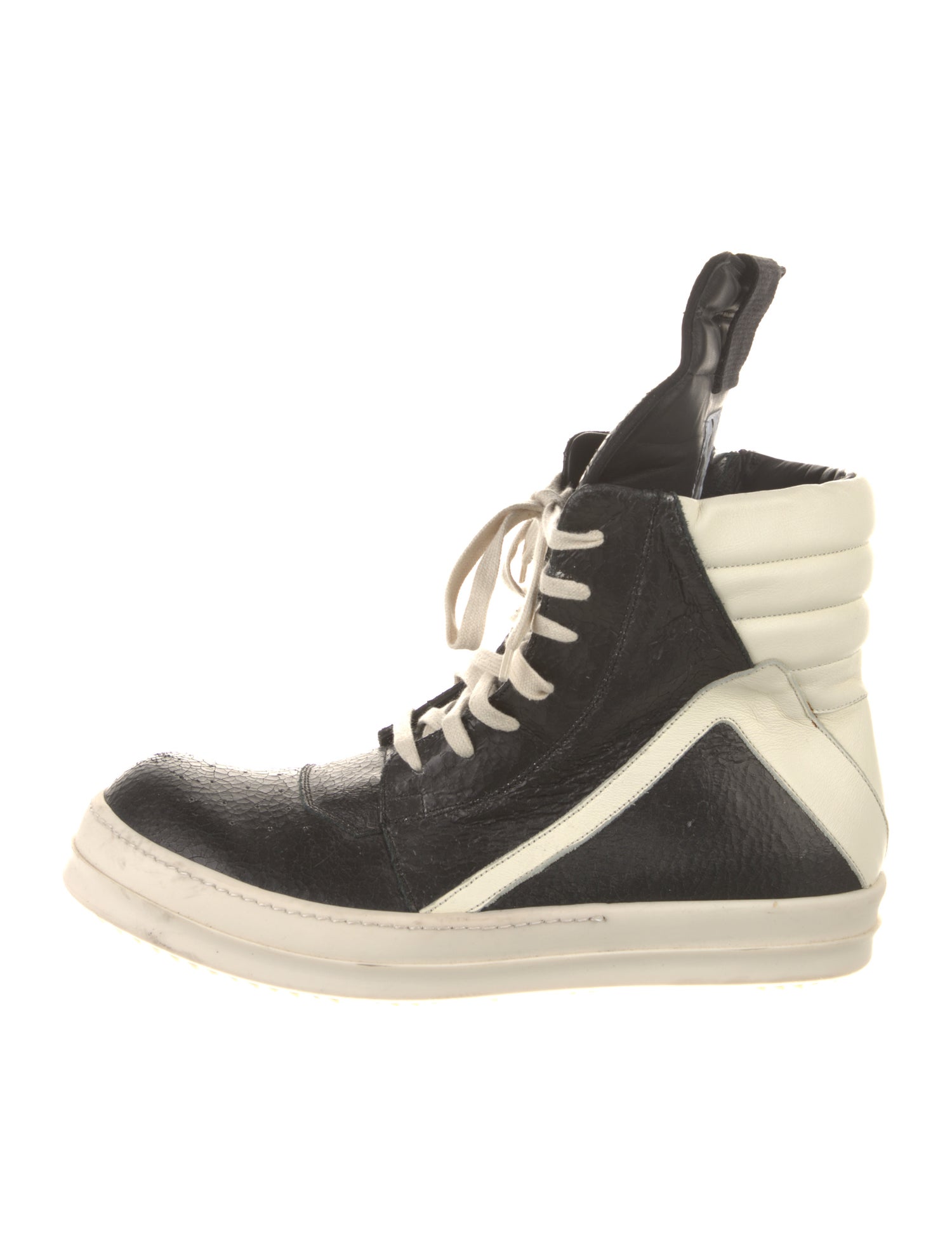 Rick Owens Leather Colorblock Pattern Sneakers