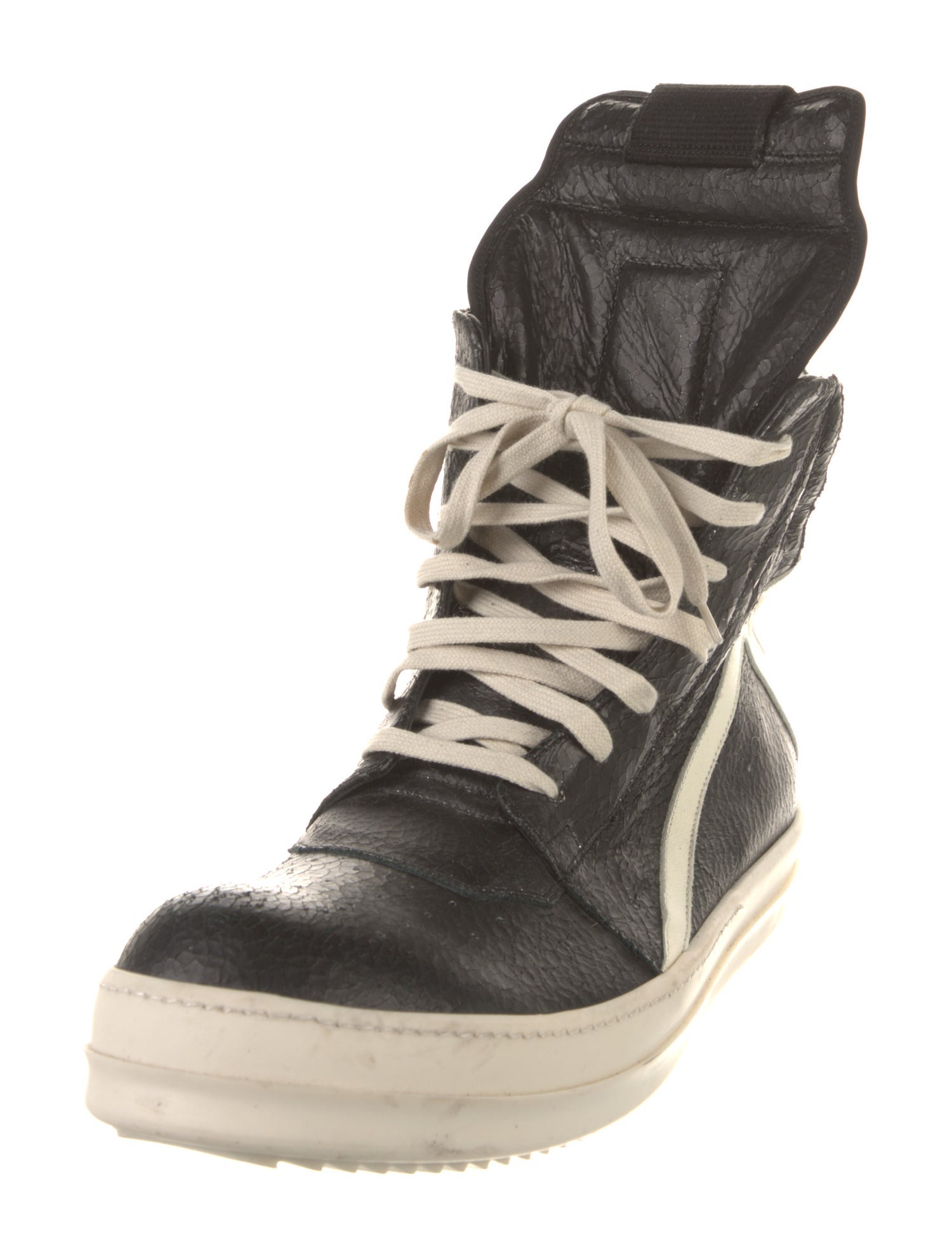 Rick Owens Leather Colorblock Pattern Sneakers
