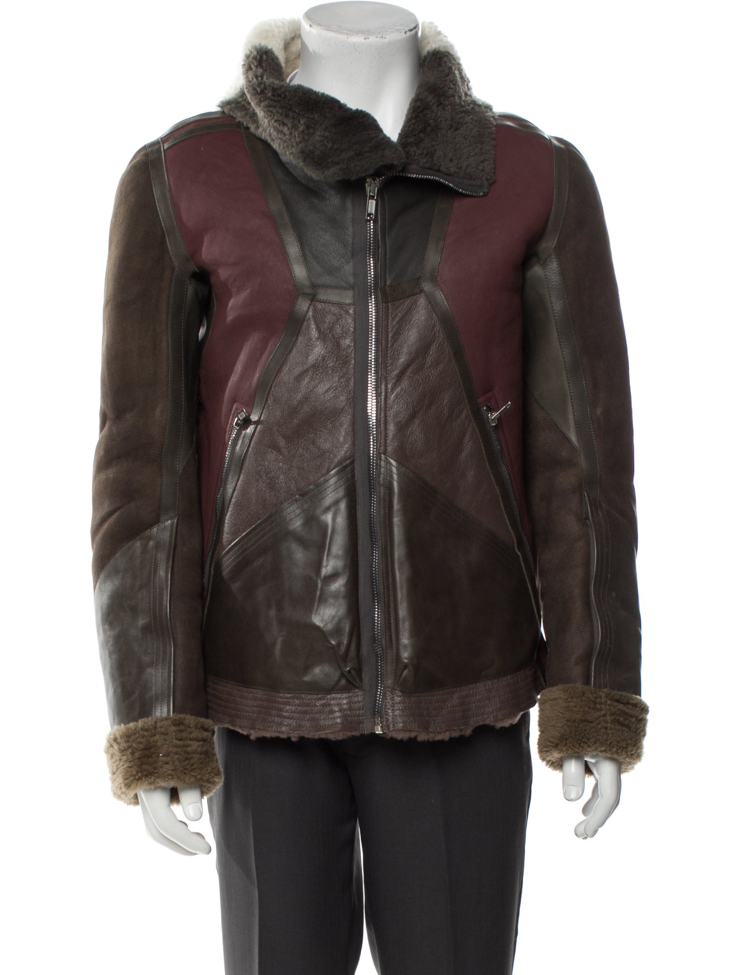 Rick Owens 2016 'Mastodon' Geo Shearling Moto Jacket