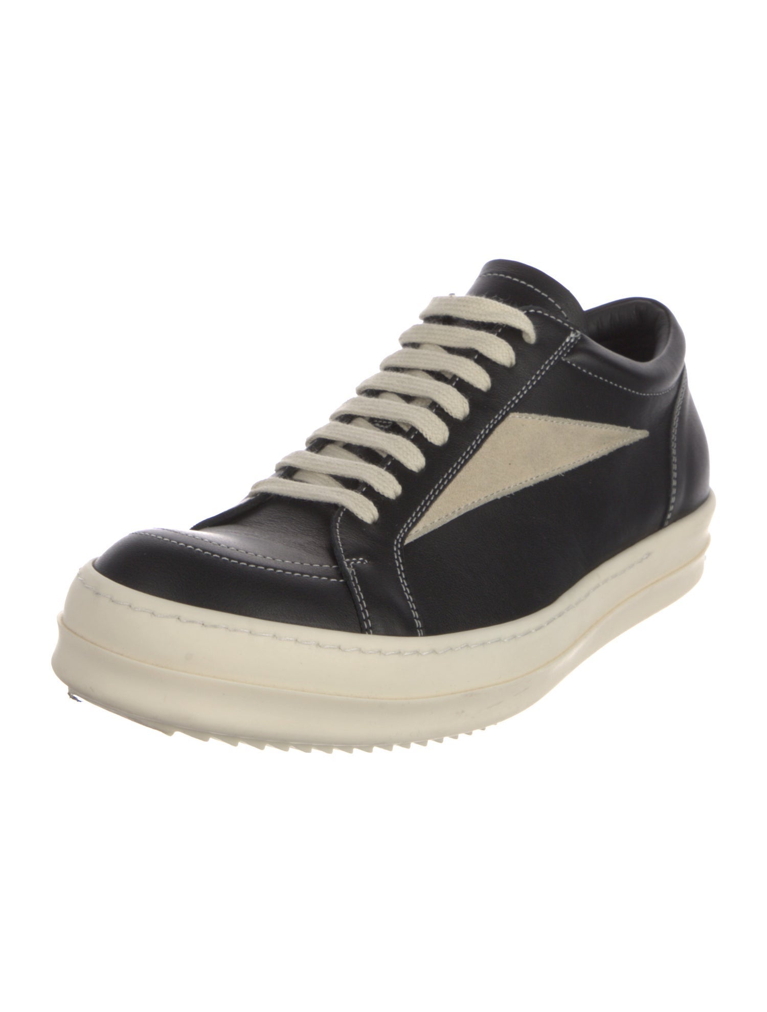 Rick Owens Leather Colorblock Pattern Sneakers
