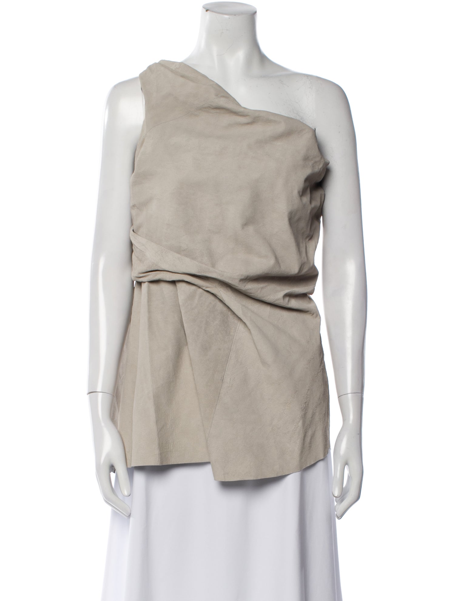 Rick Owens Lamb Leather One-Shoulder Top