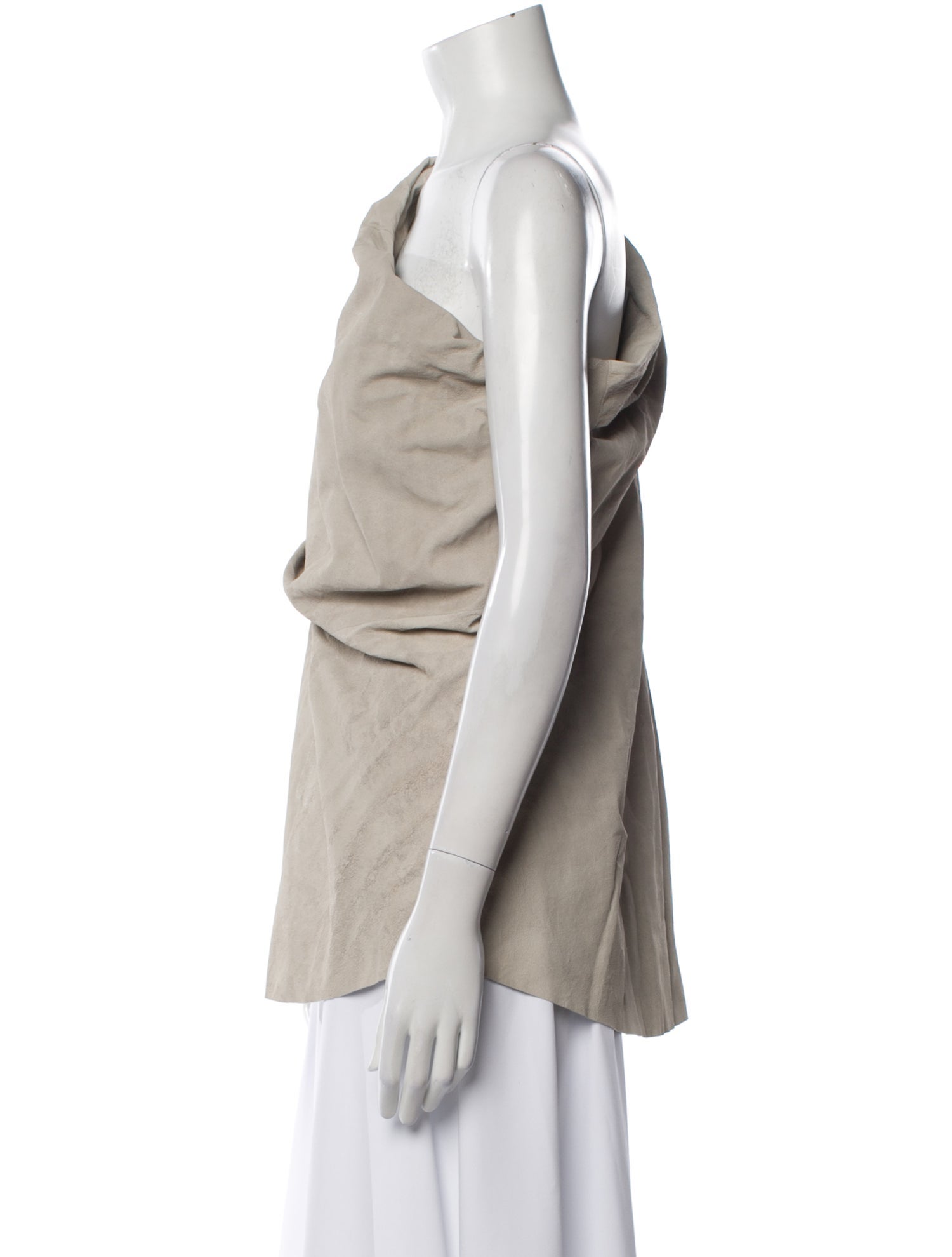 Rick Owens Lamb Leather One-Shoulder Top