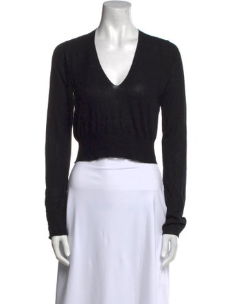 Rick Owens V-Neck Long Sleeve Crop Top
