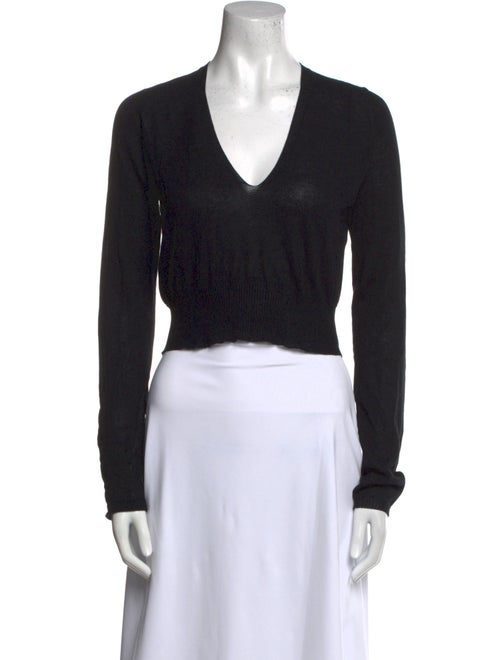 Rick Owens V-Neck Long Sleeve Crop Top
