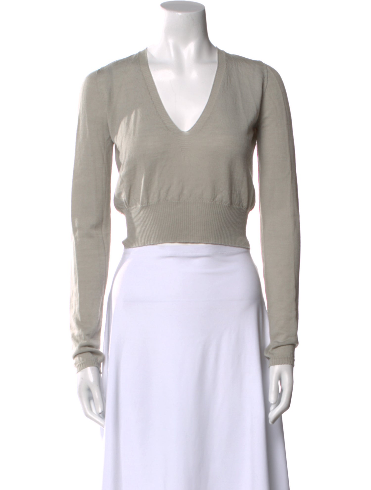 Rick Owens Virgin Wool V-Neck Crop Top