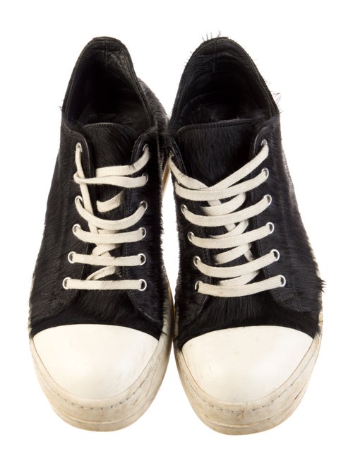 Rick Owens Ponyhair Leather Trim Embellishment Sneakers