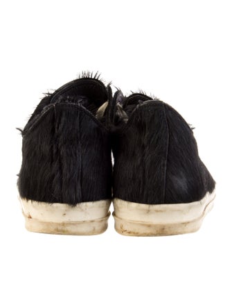Rick Owens Ponyhair Leather Trim Embellishment Sneakers