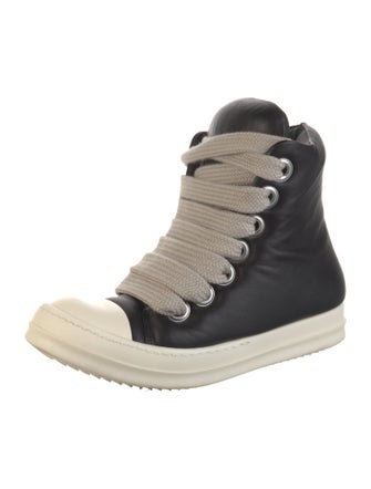 Rick Owens Leather Colorblock Pattern Sneakers
