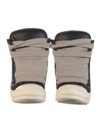 Rick Owens Leather Colorblock Pattern Sneakers