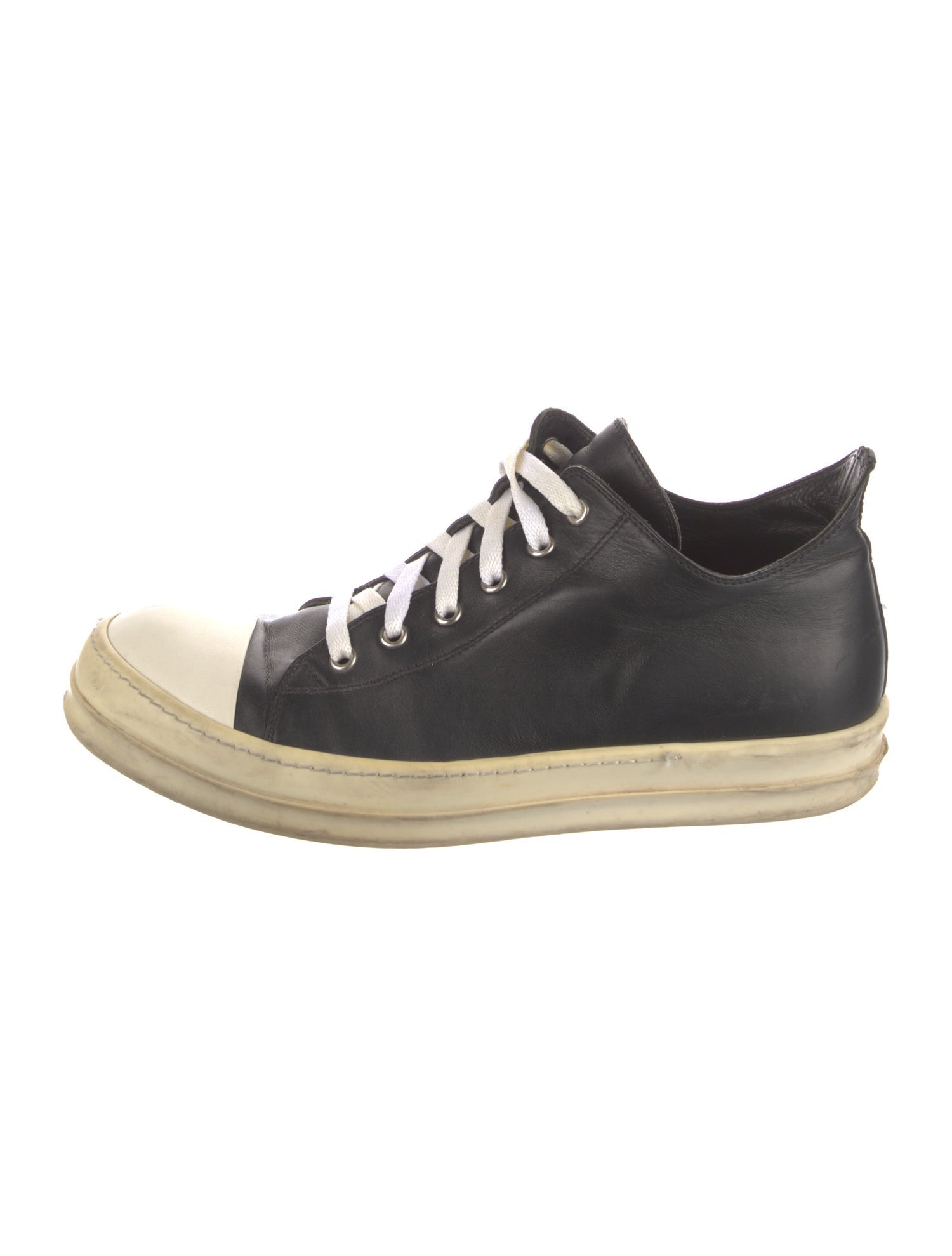 Rick Owens Leather Colorblock Pattern Sneakers
