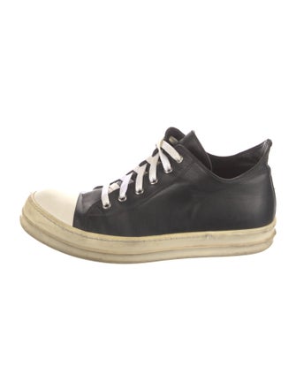 Rick Owens Leather Colorblock Pattern Sneakers