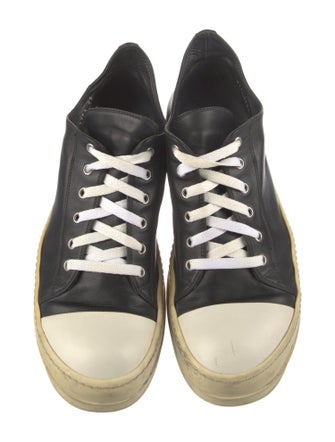 Rick Owens Leather Colorblock Pattern Sneakers