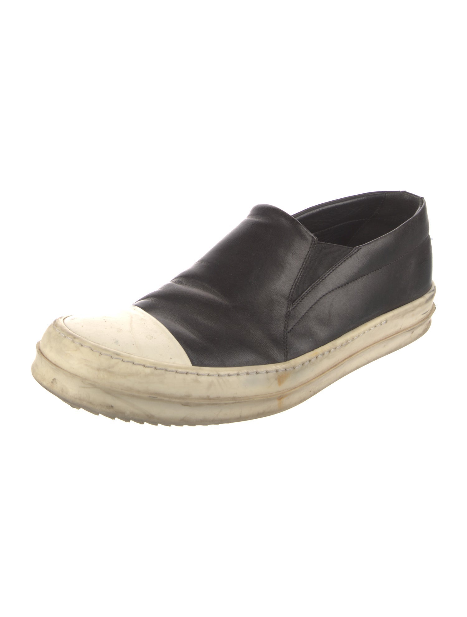 Rick Owens Leather Colorblock Pattern Loafer Sneakers