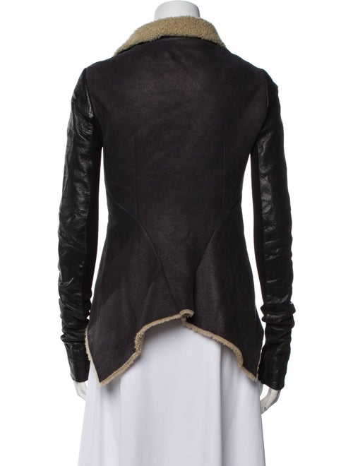 Rick Owens Lamb Leather Colorblock Pattern Biker Jacket