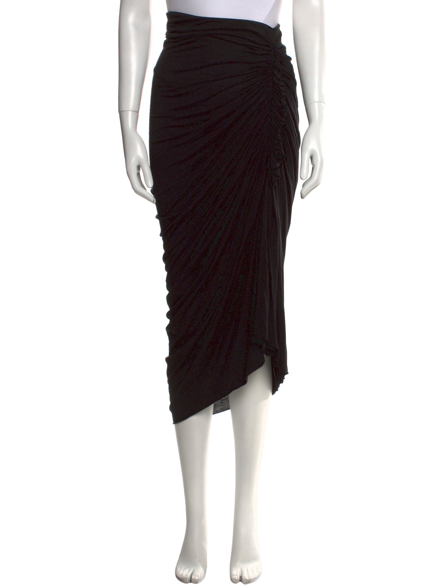 Rick Owens Scalloped Accent Midi Length Skirt