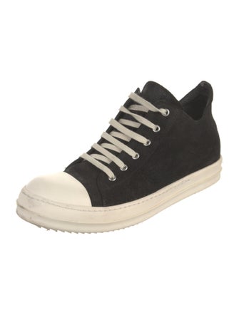 Rick Owens Leather Colorblock Pattern Sneakers