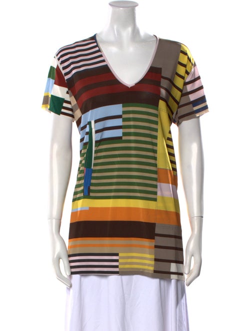 Rick Owens Striped V-Neck T-Shirt