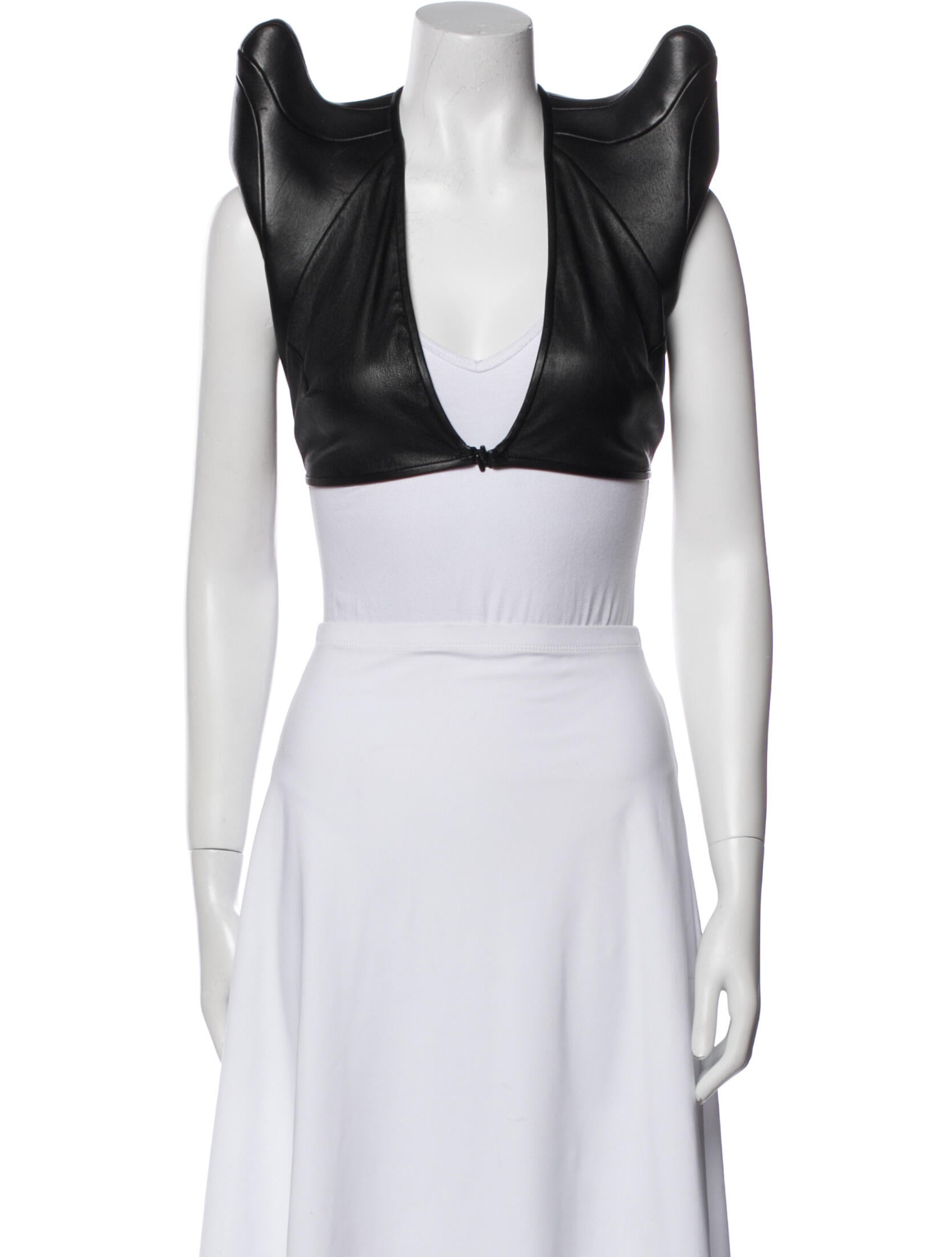 Rick Owens Lamb Leather Plunge Neckline Crop Top
