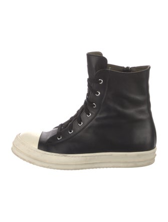 Rick Owens Leather Colorblock Pattern Sneakers