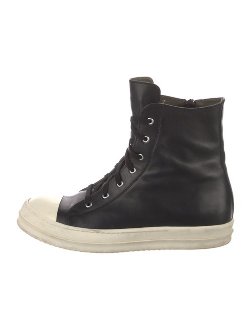 Rick Owens Leather Colorblock Pattern Sneakers