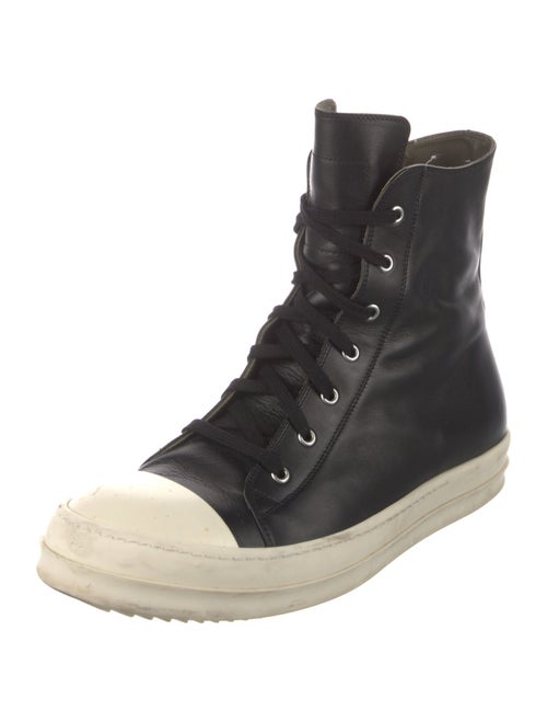 Rick Owens Leather Colorblock Pattern Sneakers