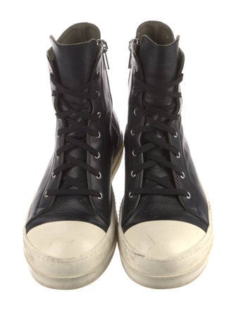 Rick Owens Leather Colorblock Pattern Sneakers
