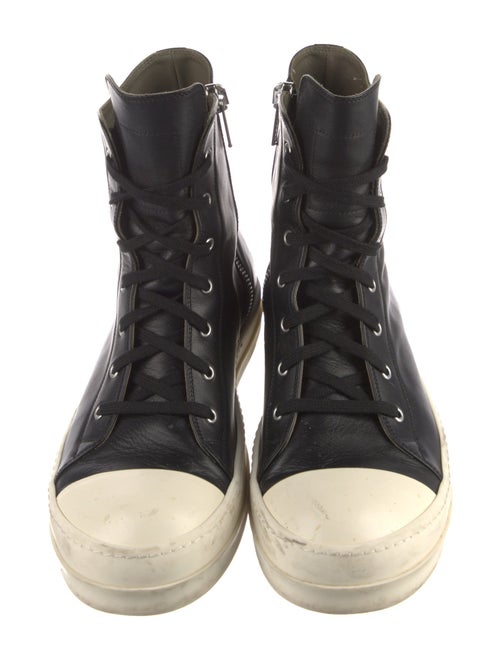 Rick Owens Leather Colorblock Pattern Sneakers
