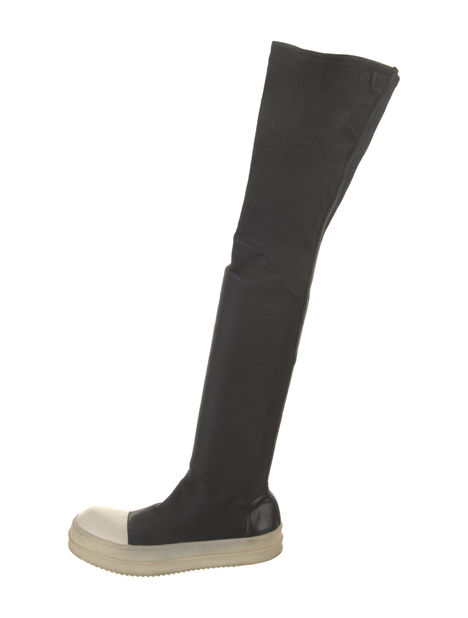 Rick Owens Leather Colorblock Pattern Sock Sneakers