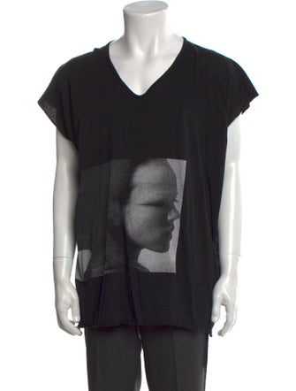 Rick Owens Drkshdw Graphic Print V-Neck T-Shirt