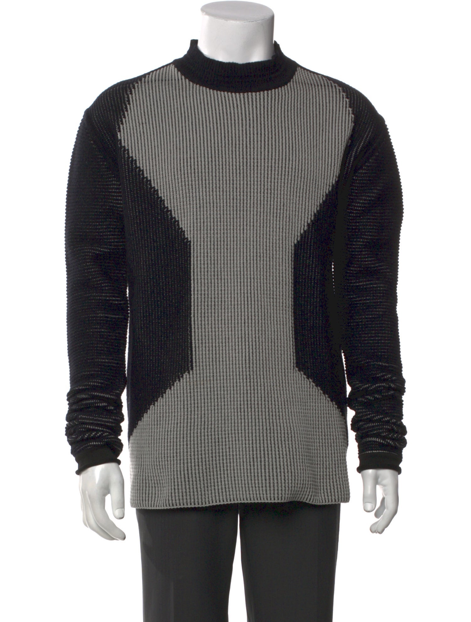 Rick Owens Colorblock Pattern Crew Neck Pullover