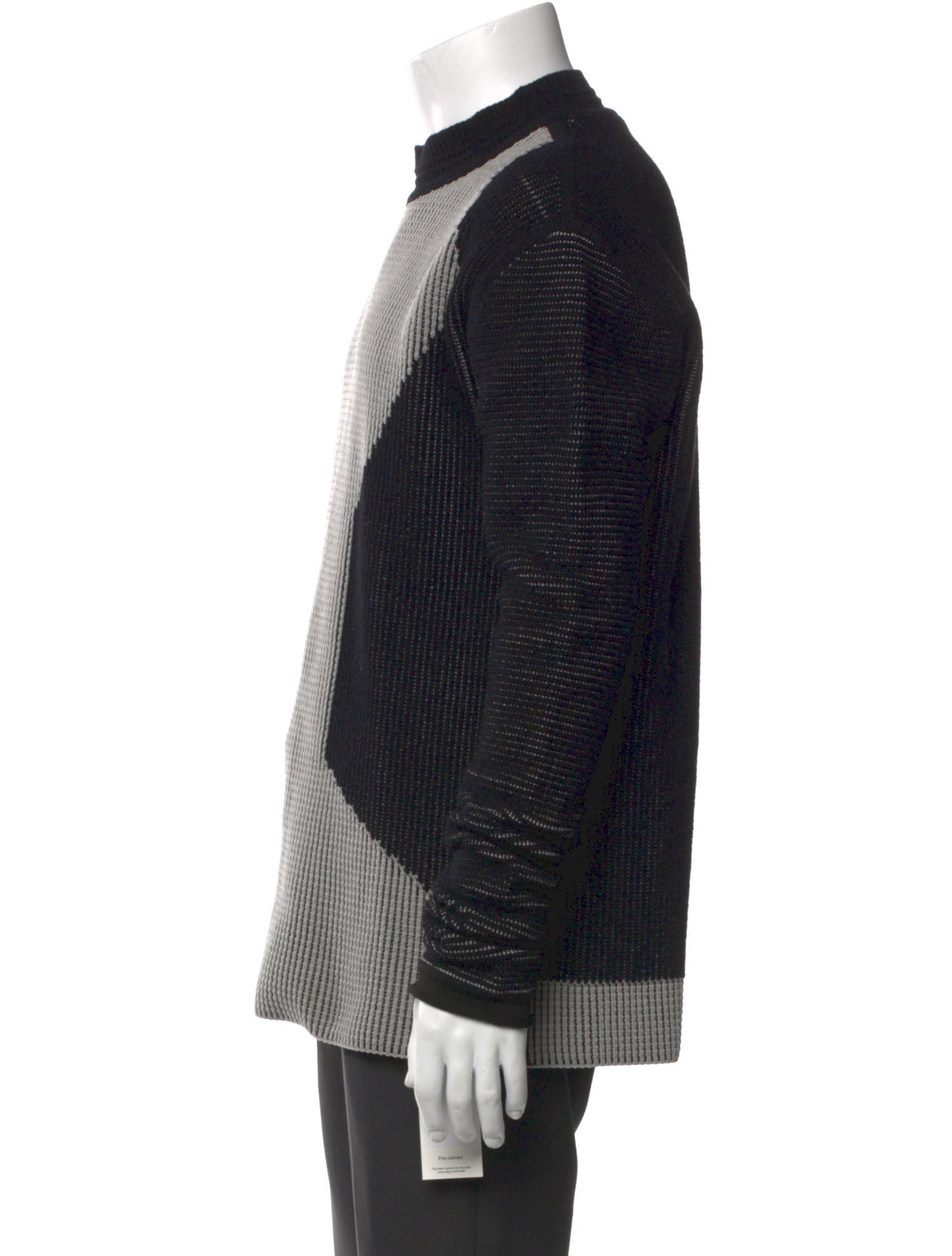 Rick Owens Colorblock Pattern Crew Neck Pullover