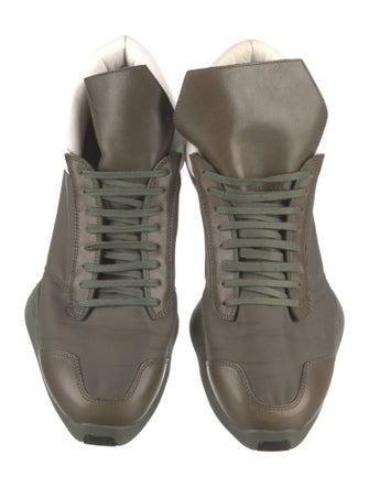 Rick Owens Leather Colorblock Pattern Sneakers