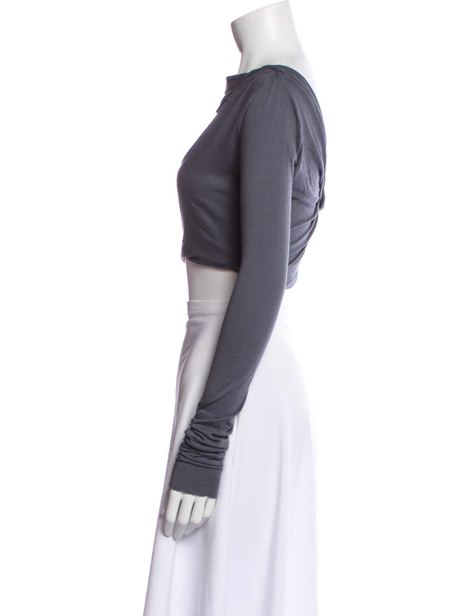 Rick Owens Bateau Neckline Long Sleeve Crop Top