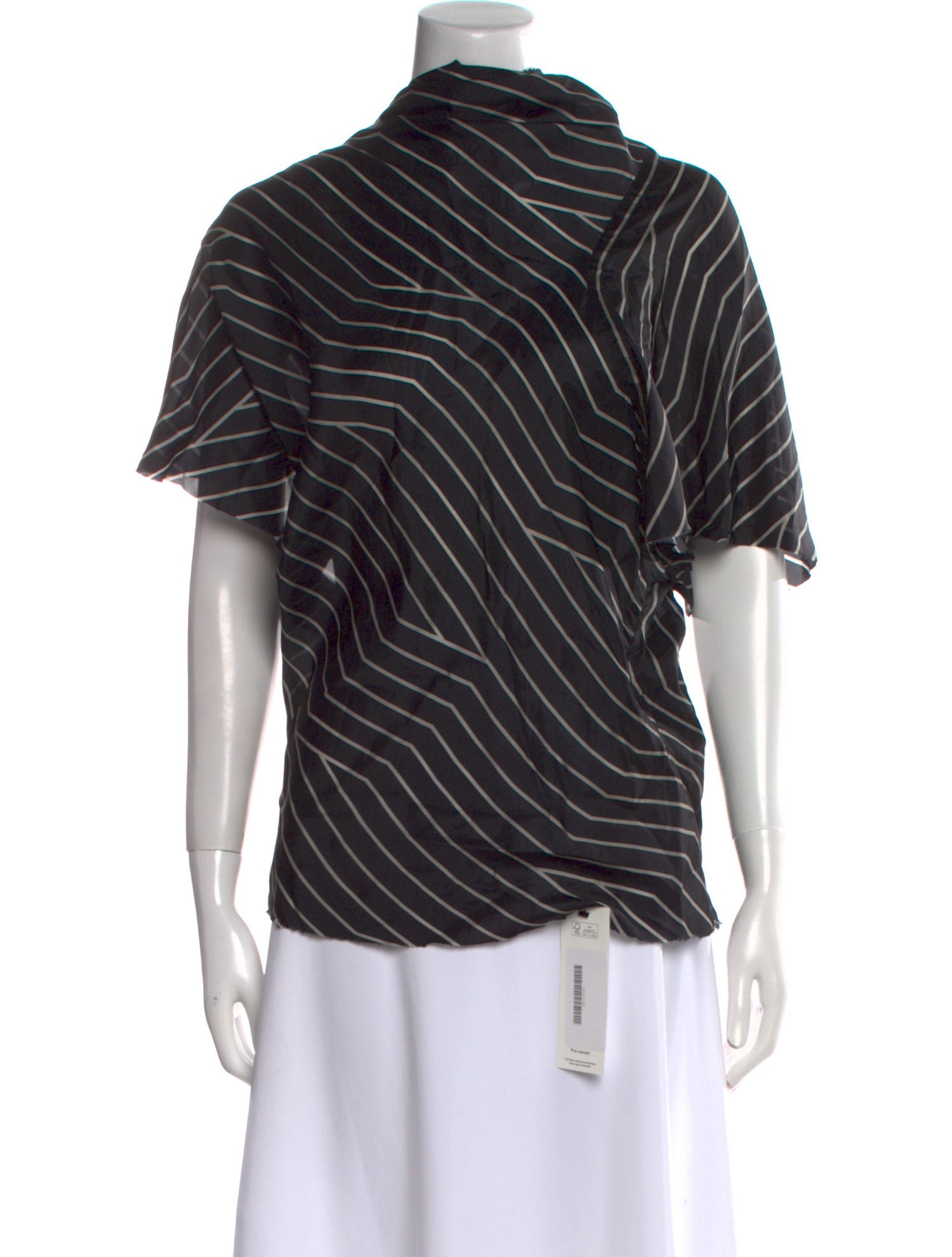 Rick Owens Striped Cowl Neck Top
