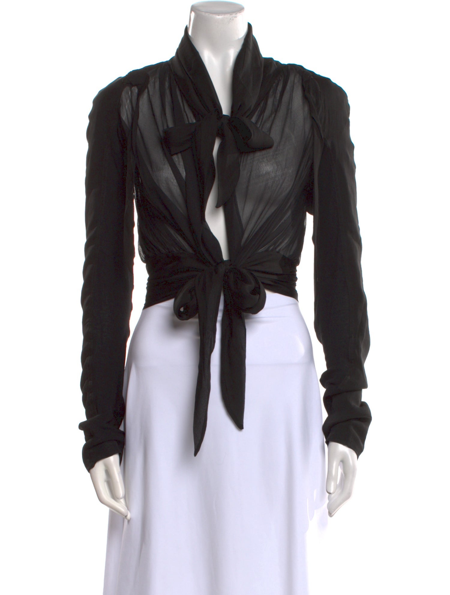 Rick Owens V-Neck Long Sleeve Crop Top