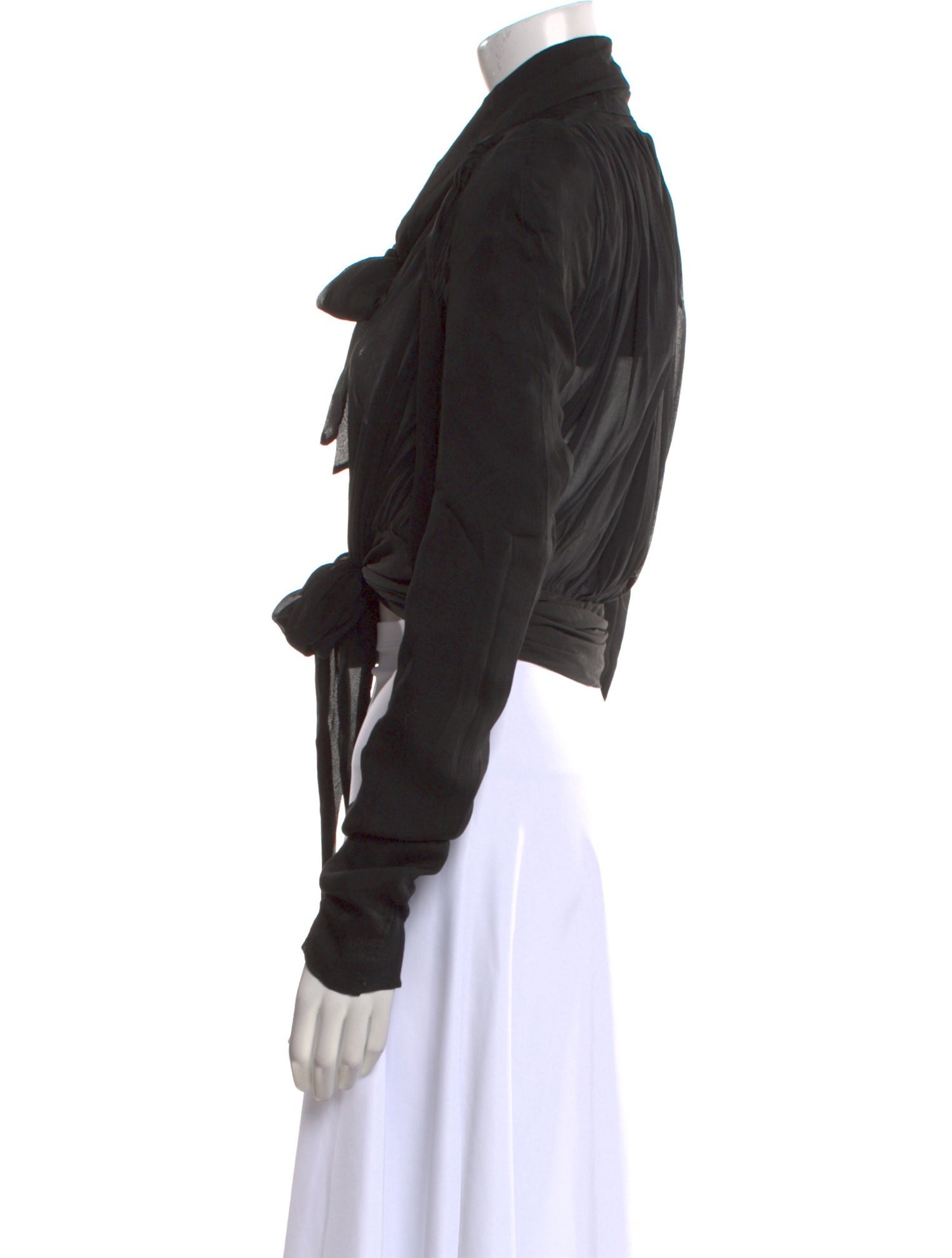 Rick Owens V-Neck Long Sleeve Crop Top