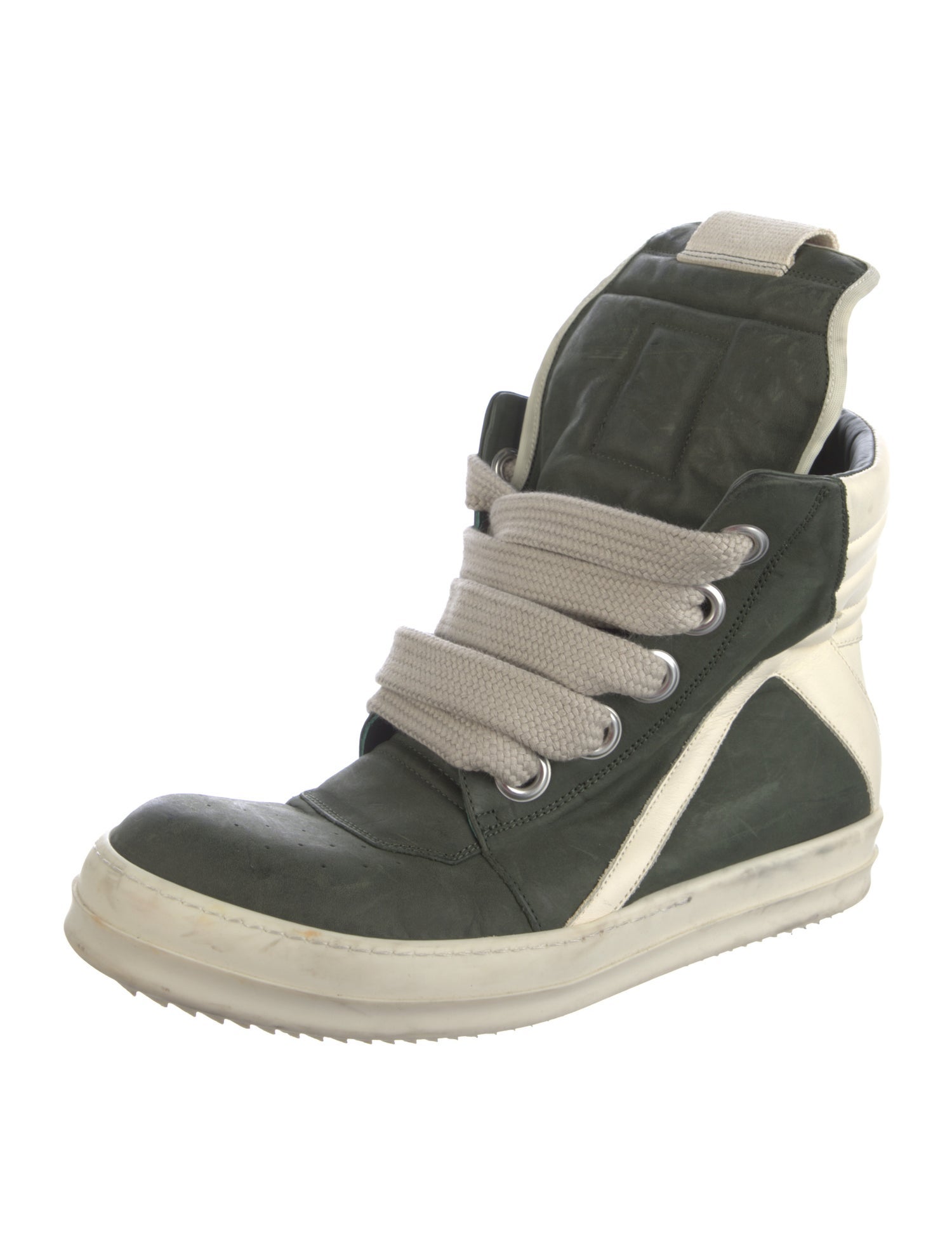 Rick Owens Leather Colorblock Pattern Sneakers