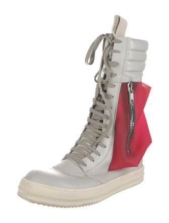 Rick Owens Leather Colorblock Pattern Sneakers