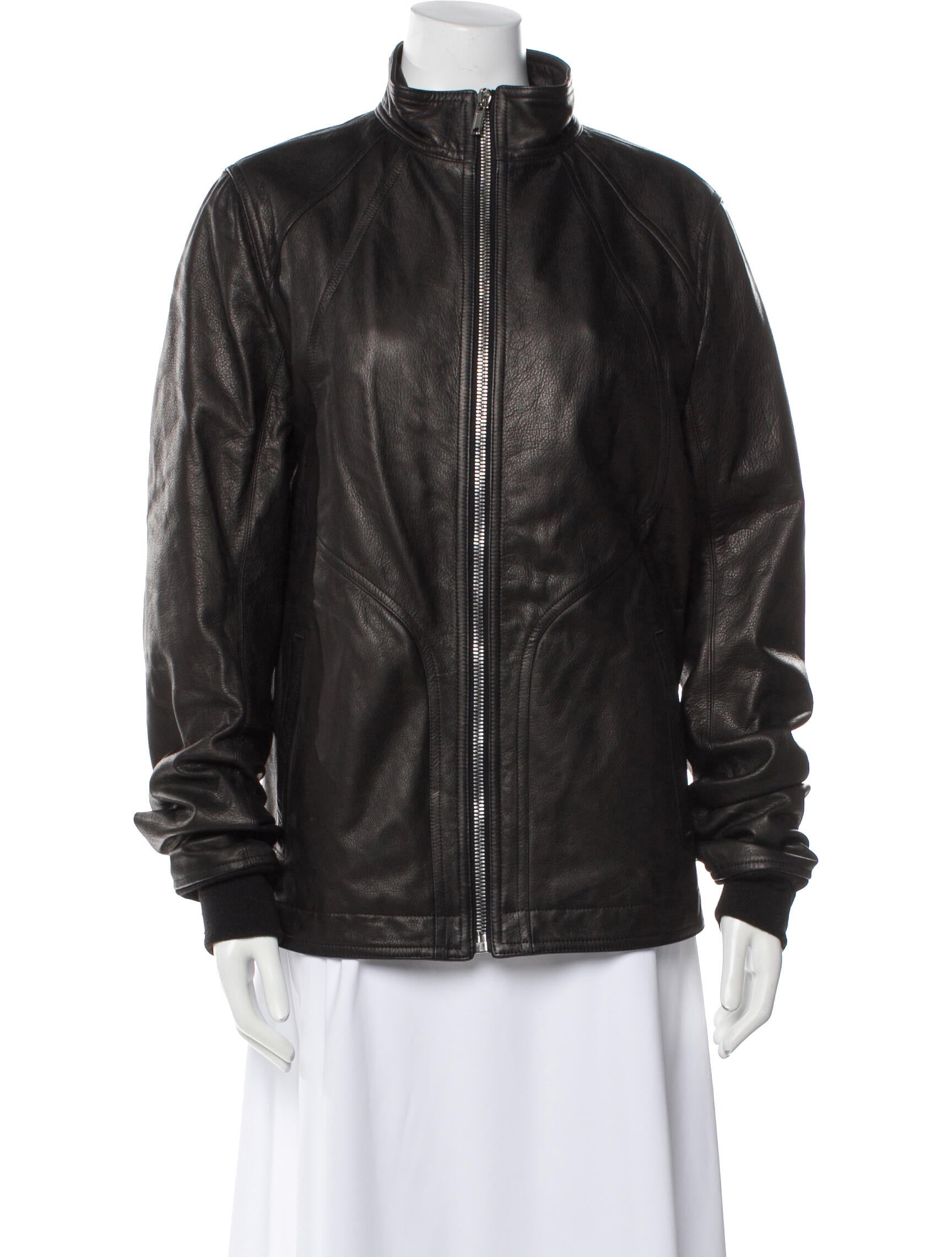 Rick Owens 2018 'Sisyphus' Intarsia High Neck Moto Jacket w/ Tags