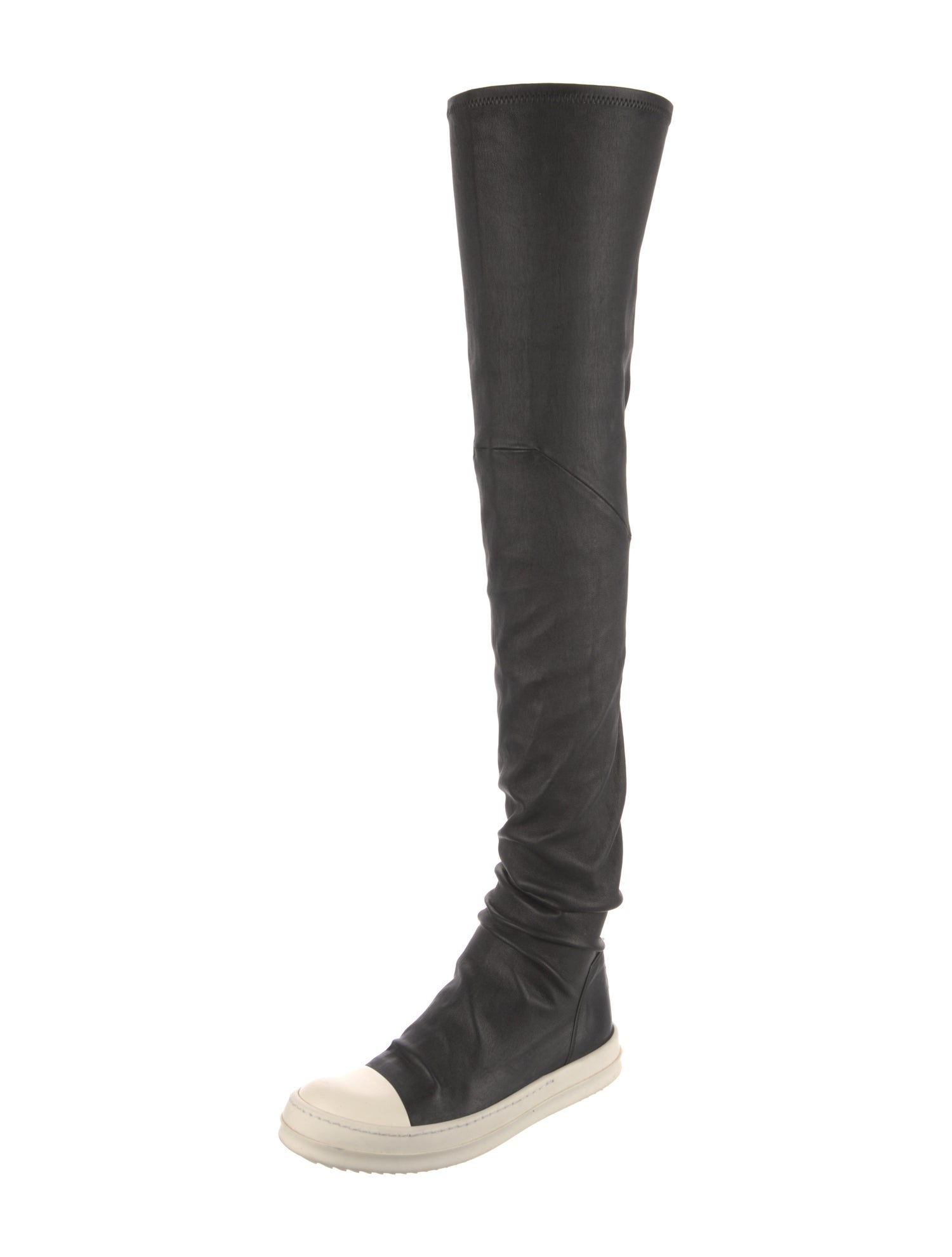 Rick Owens Leather Colorblock Pattern Sock Boots