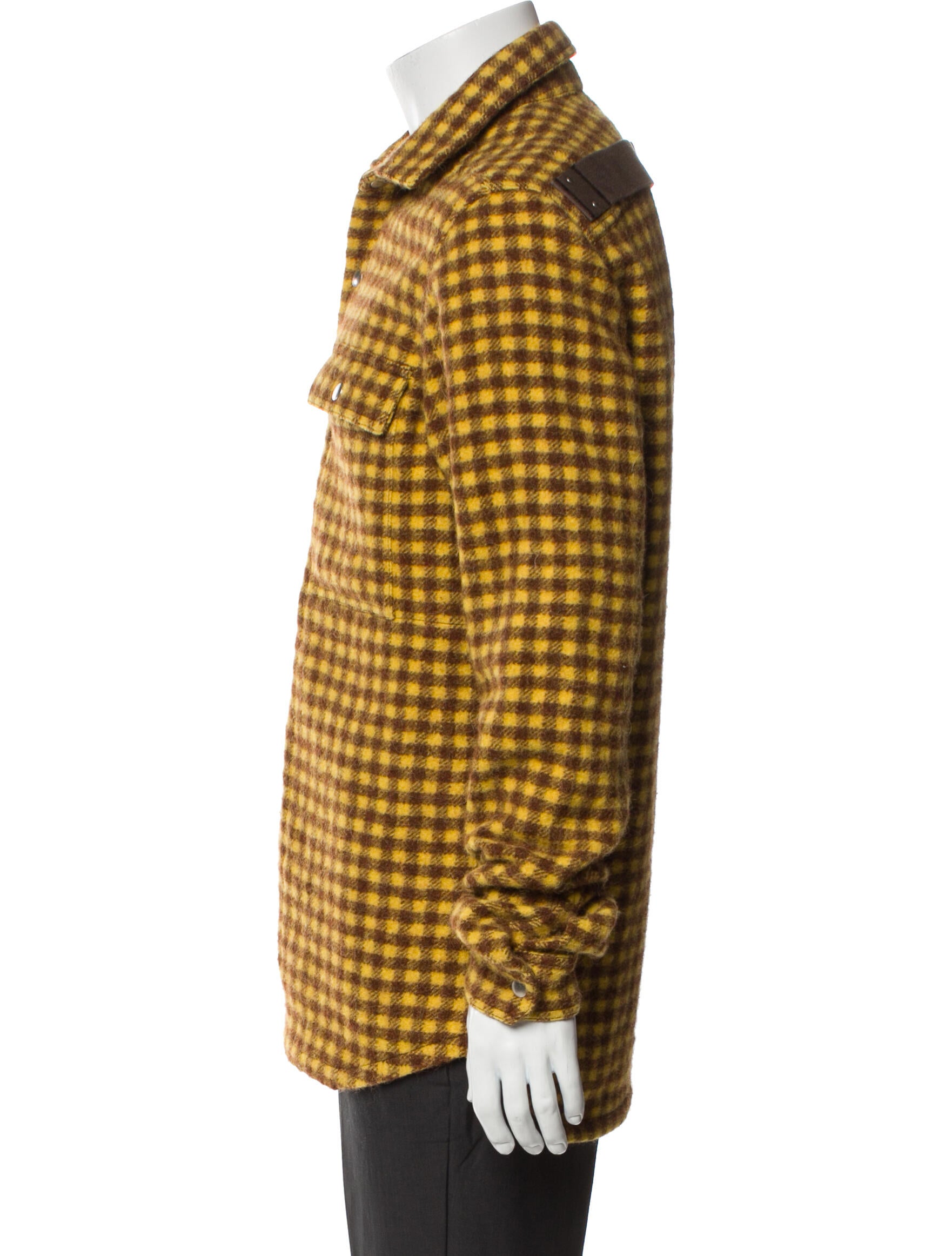 Rick Owens Virgin Wool Plaid Print Puffer Coat