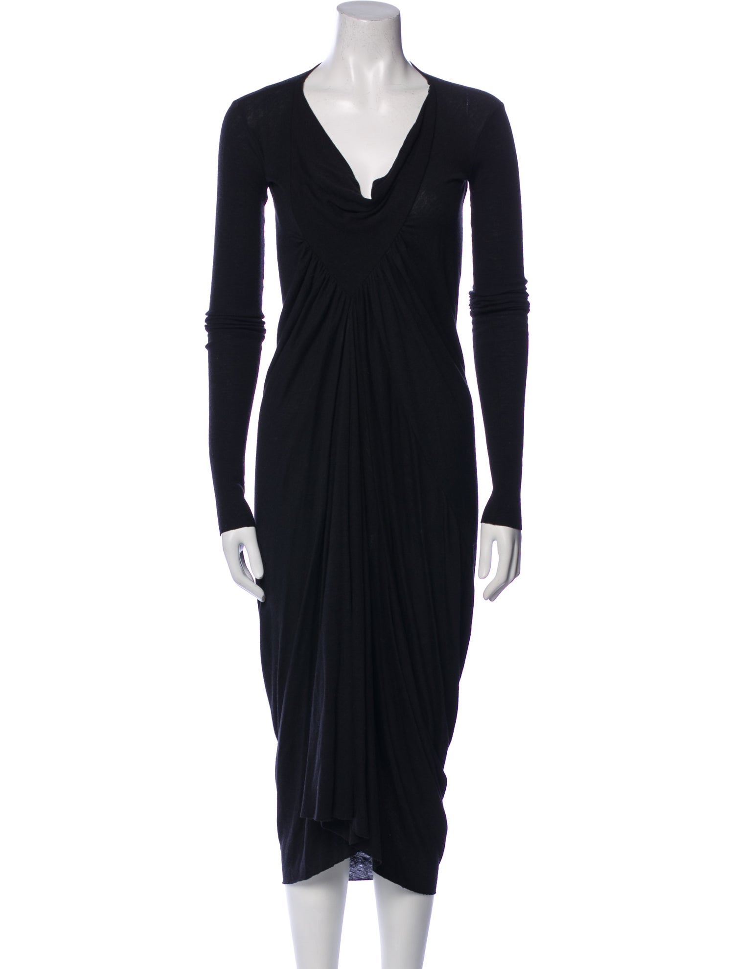 Rick Owens Cowl Neck Midi Length Dress