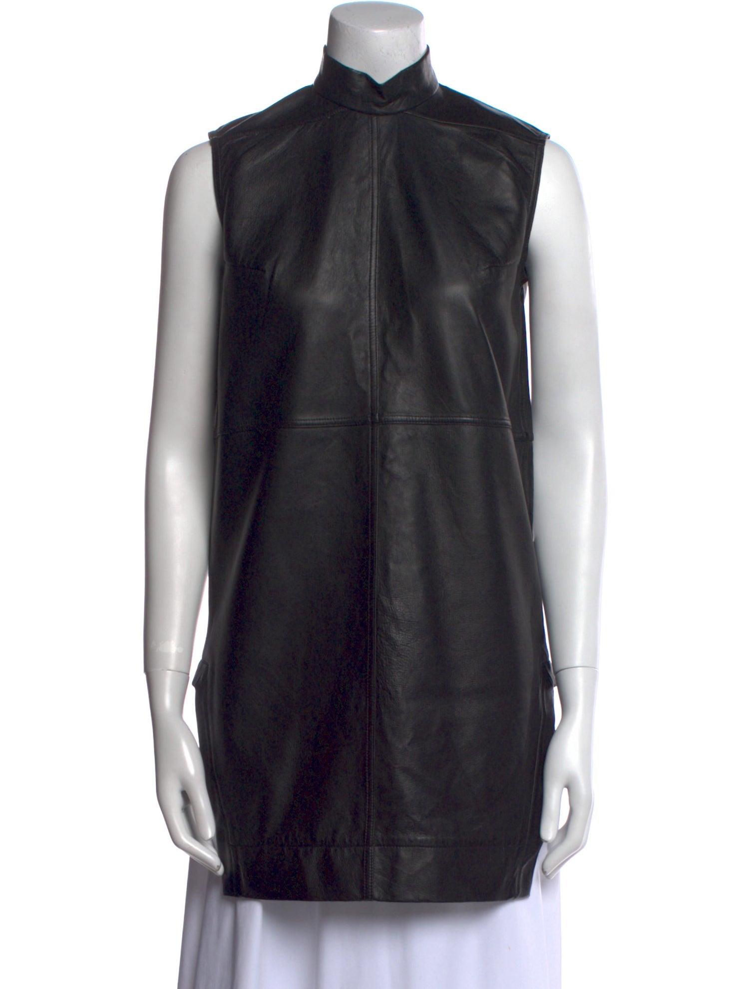 Rick Owens Lamb Leather Mock Neck Tunic