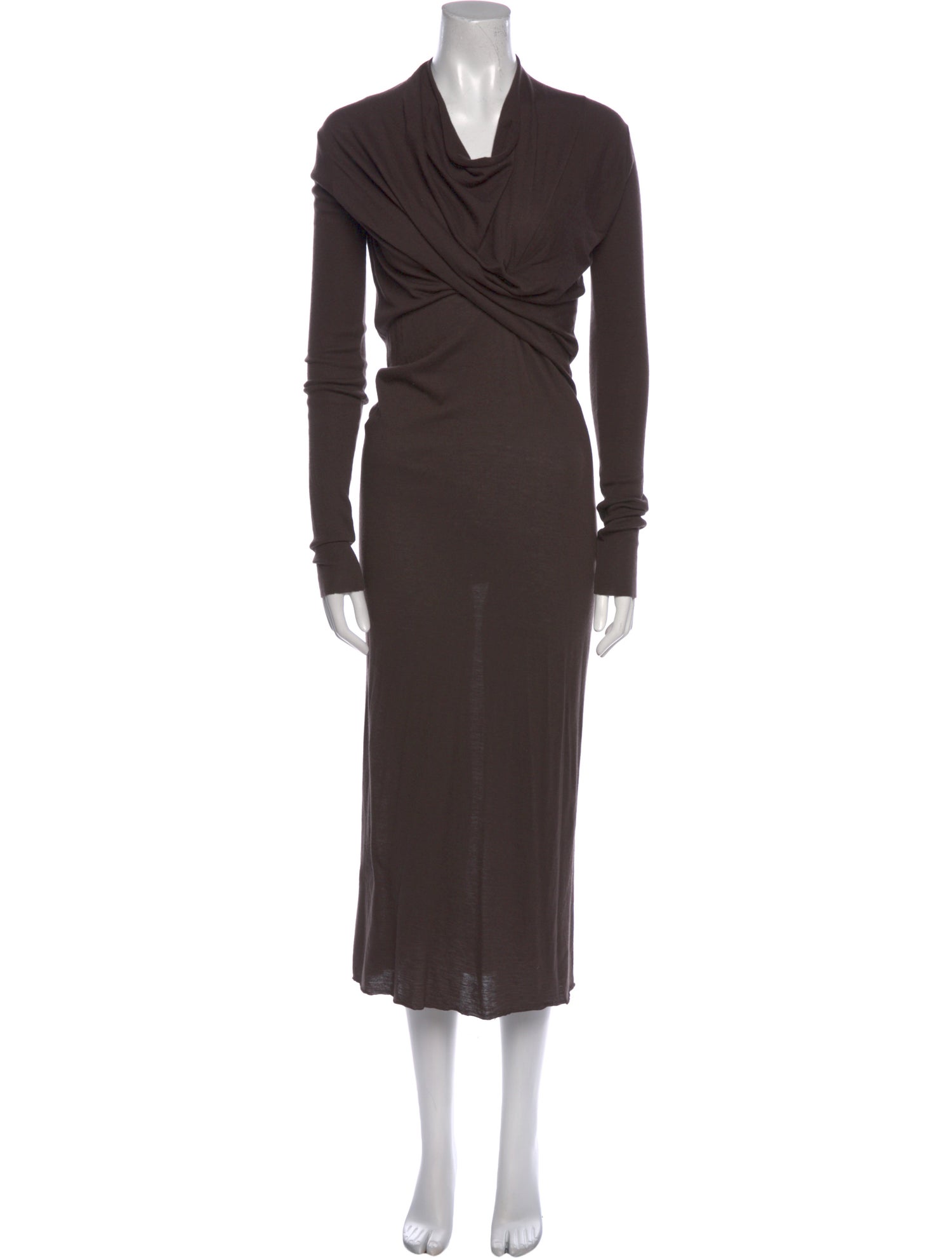 Rick Owens Lilies Cowl Neck Midi Length Dress