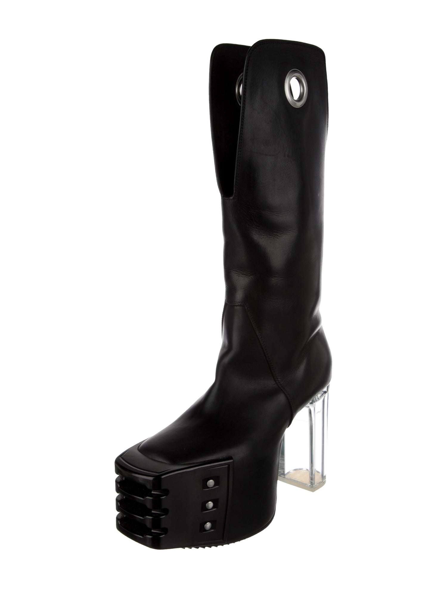 Rick Owens Leather Studded Accents Boots