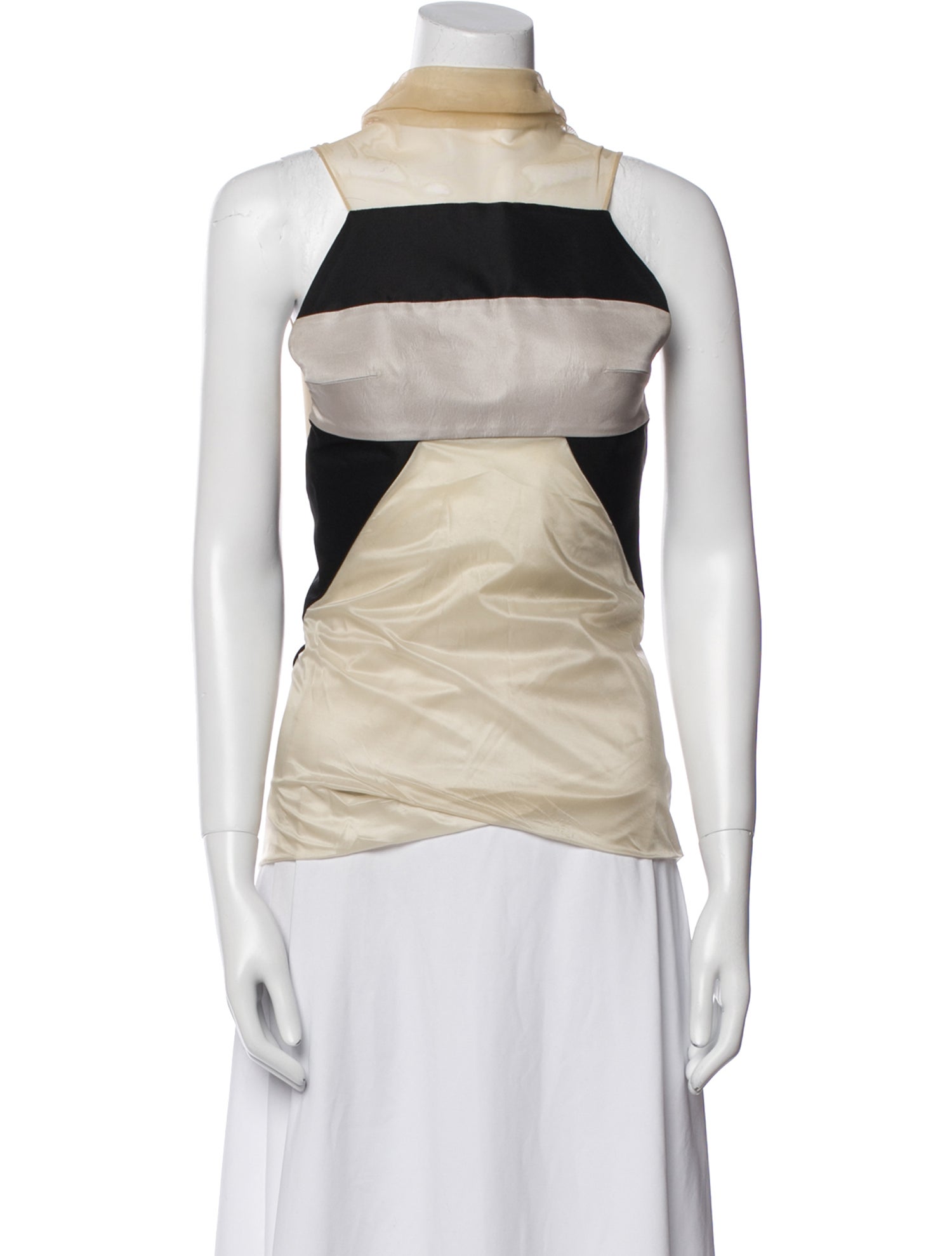 Rick Owens Colorblock Pattern Turtleneck Top